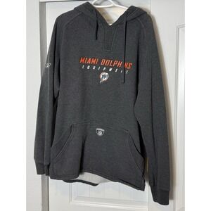 VTG Reebok Hoodie Mens L Gray NFL Miami Dolphins Spellout Boxy Y2K 00s